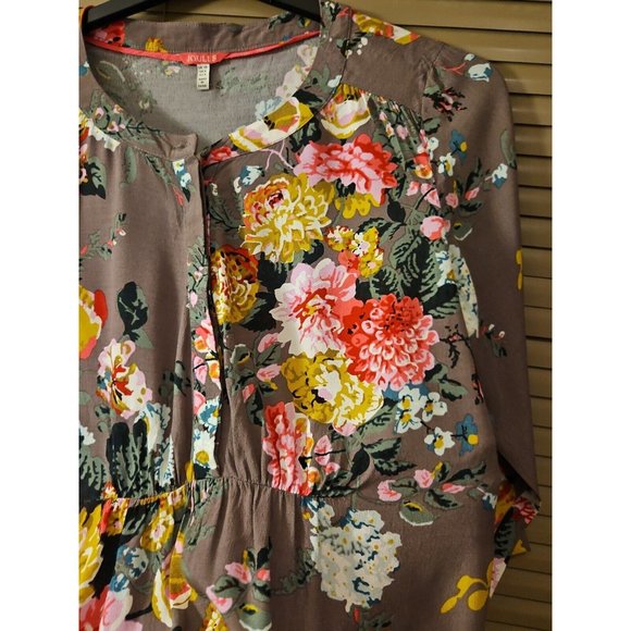 BNWOT Joules Size 10-12 Tunic Dress Top Floral ButtonUp 3/4 Sleeves Ruffle Waist - Picture 12 of 14